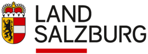 Das Logo des Land Salzburg, links das Salzburger Wappe, rechts der Schriftzug "Land Salzburg"