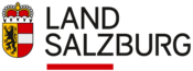 Das Logo des Land Salzburg, links das Salzburger Wappe, rechts der Schriftzug "Land Salzburg"