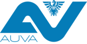 Das Logo der AUVA - Allgemeine Unfallversicherungsanstalt in blau auf neutralem Hintergrund